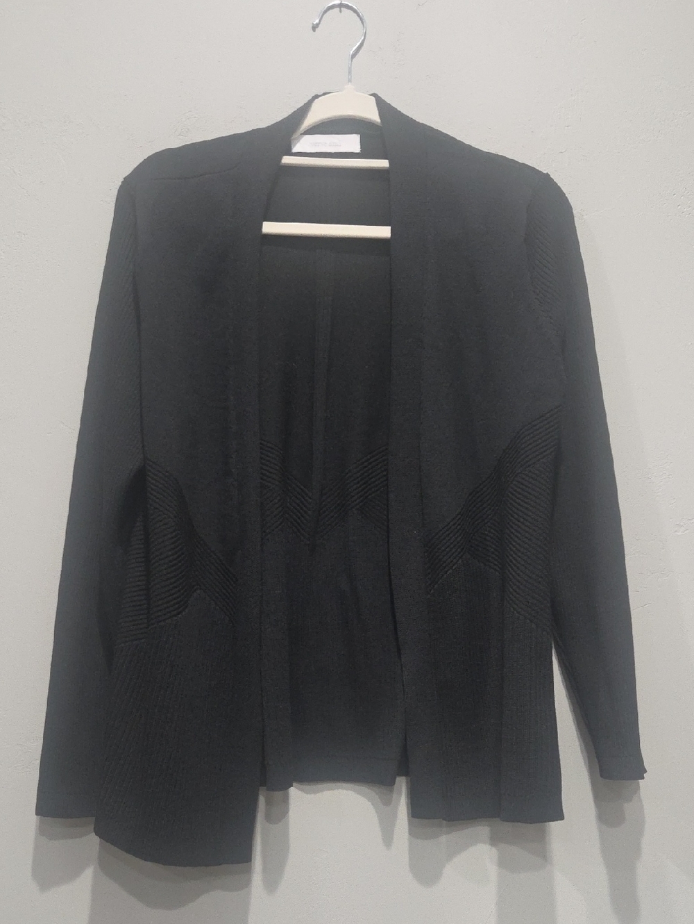 Verve Ami Black Open-Front Knit Cardigan